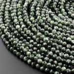 AAA Natural Green Seraphinite Faceted Round Beads 3mm 4mm 5mmGemstone From Russia 15.5" Strand
