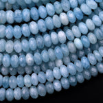 AA Faceted Natural Blue Aquamarine Rondelle Beads 6mm 8mm 10mm 15.5" Strand