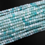 Natural Blue Amazonite Faceted 4mm 5mm Cube Dice Square Beads Strand
