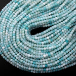 Natural Blue Amazonite Faceted 4mm 5mm Cube Dice Square Beads Strand