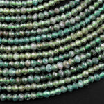 Rare Faceted Natural Green Apatite 3mm Rondelle Beads 15.5" Strand