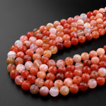 Faceted Natural Red Botswana Agate 6mm 8mm Round Beads Sparkling Dazzling Vibrant Gemstone 15.5" Strand