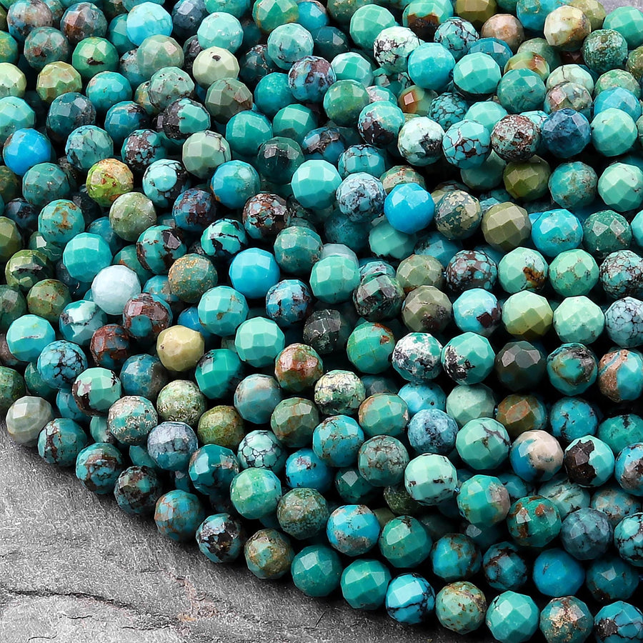QNAVIC Shaded Turquoise Gemstone Micro Faceted Rounds Beads Strand Drilled Stone Chakra Healing Crystals Diy Jewelry Making Wholesale Bulk Loose Supp QNAVIC Shaded Turquoise Gemstone Micro Faceted Rounds Beads Strand Drilled Stone Chakra Healing Crystals Diy Jewelry Making Wholesale Bulk Loose Supp