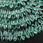 Faceted Green Hydro Quartz Marquise Teardrop Briolette Beads 8" Strand