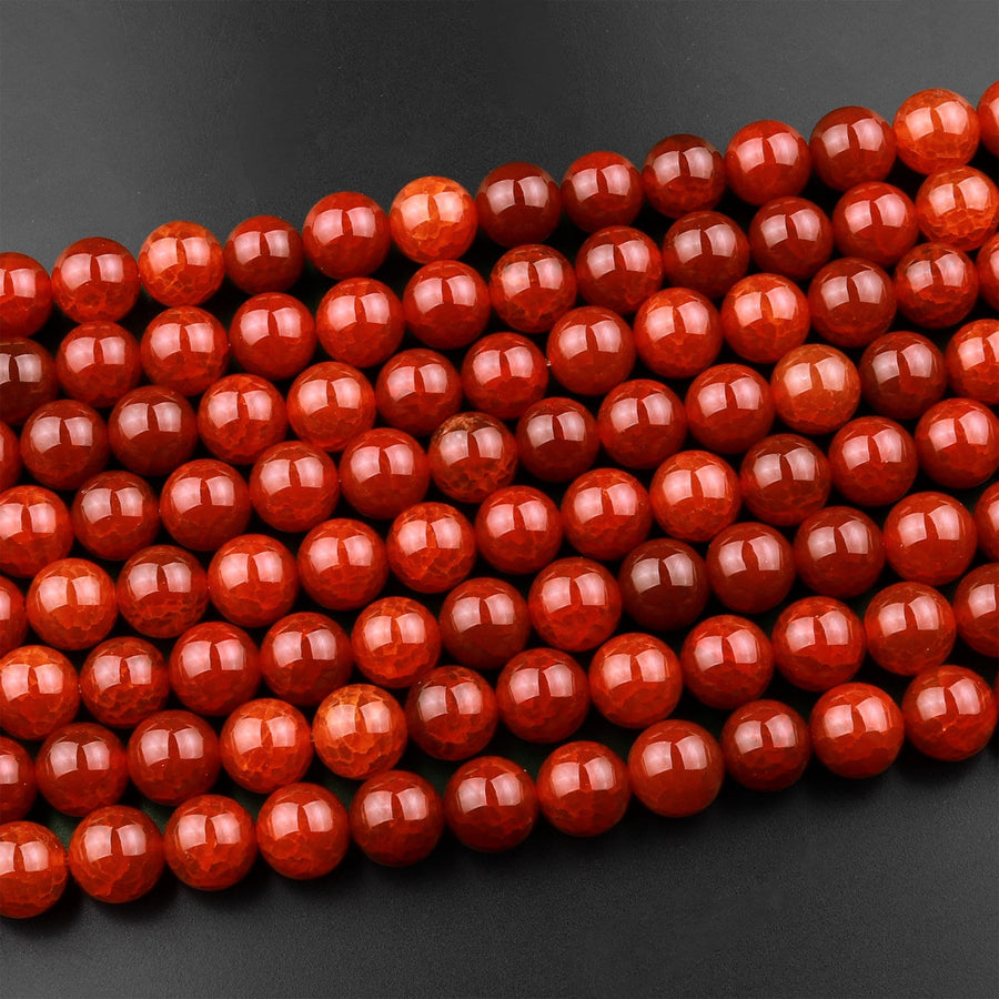 Tibetan Red Fire Agate 6mm 8mm 10mm Round Beads 15.5" Strand