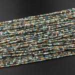 Natural Turquoise Faceted 2mm 3mm Cube Beads Real Genuine Natural Blue Green Brown Turquoise Gemstone 15.5" Strand