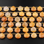 Natural Yellow Jade Faceted Teardrop Briolette Beads Good for Earrings 15.5" Strand