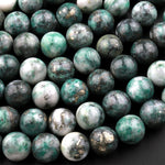 Rare Natural Pyrite in Green Jade 6mm 8mm 10mm Round Beads 15.5" Strand