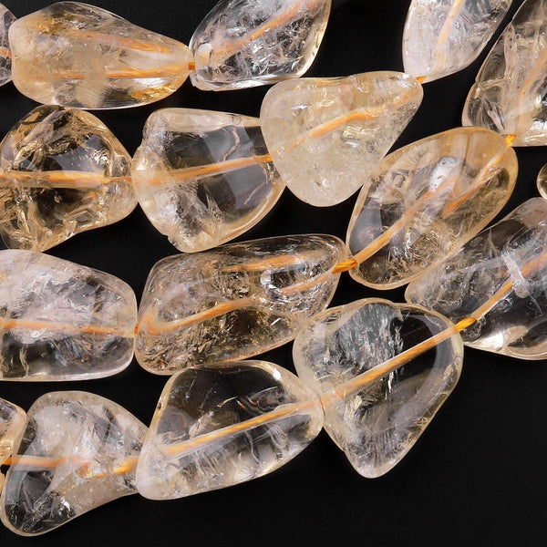 Natural Golden Yellow Citrine Beads Freeform Nuggets Irregular Gemstone Beads 15.5" Strand