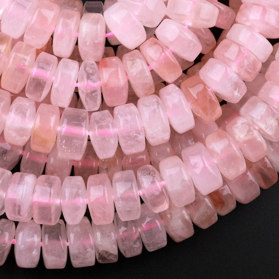 Natural Pastel Pink Morganite Pink Aquamarine Beryl Rondelle Beads 8mm 15.5" Strand