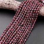 Natural Red Garnet 6mm Beads Faceted Energy Prism Double Terminated Points 15.5" Strand