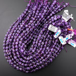 AAA Natural Purple Amethyst Faceted 8mm Cube Beads Micro Faceted Laser Diamond Cut 15.5" Strand