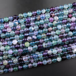 Natural Fluorite Beads 6mm 8mm 10mm Round Purple Green Blue Gemstone 15.5" Strand