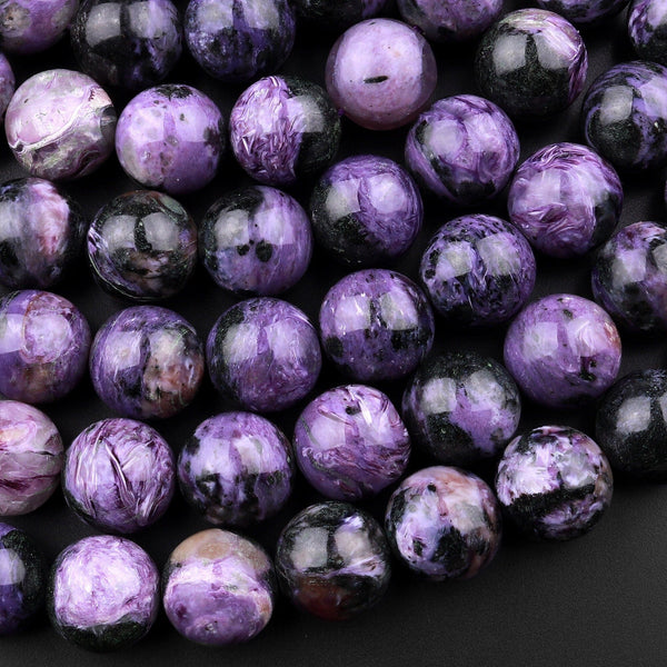 Natural Charoite 6mm 8mm 10mm 12mm 14mm 16mm Round Beads 15.5" Strand