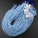 AAA Extra Translucent Faceted Natural Blue Aquamarine Rondelle Beads 4mm 5mm 15.5" Strand