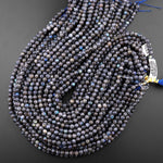 Faceted Natural Dark Labradorite 6mm Round Beads 15.5" Strand