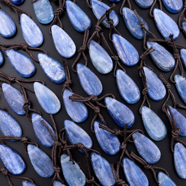 Natural Blue Kyanite Teardrop Pendant Side Drilled Gemstone Focal Bead