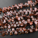 Faceted Real Genuine Natural Andalusite Gemstone Teardrop Briolette Beads 8" Strand