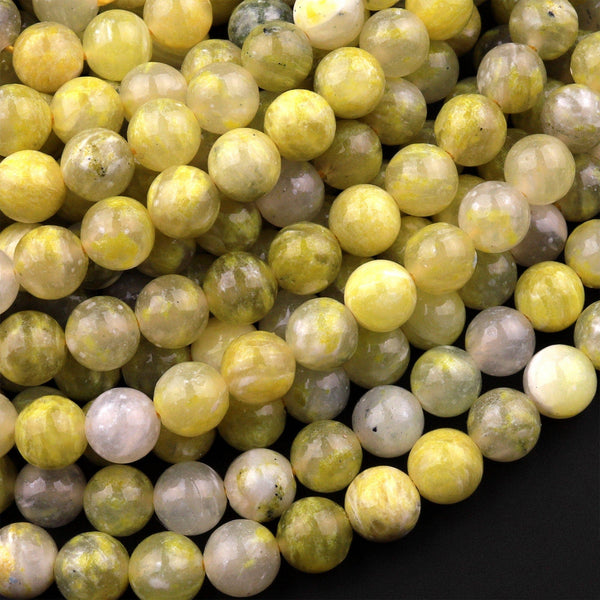 Natural Canary Yellow Jade 8mm 10mm Round Beads 15.5" Strand