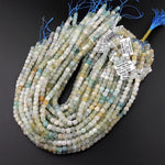 Translucent Natural Blue Yellow Green Aquamarine Faceted 6mm Cube Beads Micro Laser Diamond Cut Gemstone 15.5" Strand