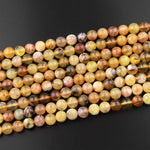 Natural African Yellow Dendritic Opal Beads 6mm 8mm 10mm 12mm 15.5" Strand