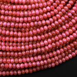 AAA Micro Faceted Natural Pink Red Thulite 4mm Rondelle Beads Diamond Cut Gemstone From Norway 15.5" Strand