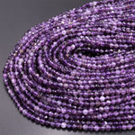 Faceted Natural Amethyst 4mm 5mm Round Beads 15.5" Strand