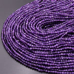 AAA Faceted Natural Amethyst 4mm Round Beads Micro Faceted Genuine Purple Amethyst Gemstone 15.5" Strand