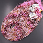 Micro Faceted Multicolor Ruby Sapphire Gemstone Round Beads 3mm 15.5" Strand