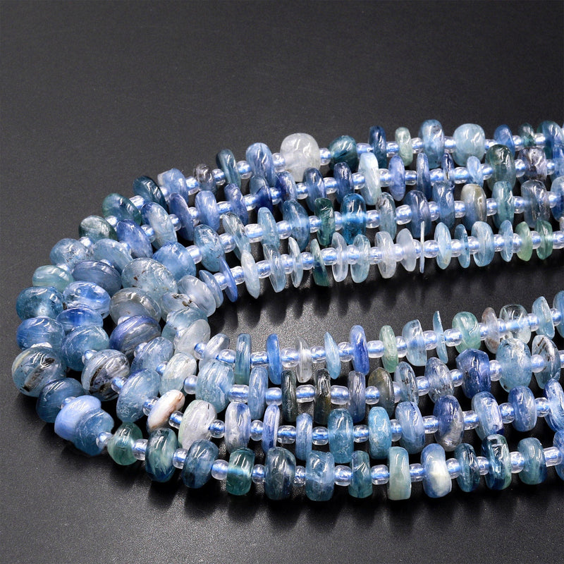 Natural Bicolor Blue Green Kyanite Heishi Rondelle Bead 8mm 15.5" Strand