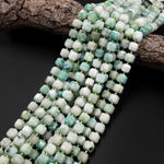 Natural Sky Mountain Jade Faceted 8mm Cube Beads Gemstone 15.5" Strand