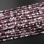 Faceted Natural Red Pink Rubellite Tourmaline 6mm Rondelle Beads Micro Diamond Cut Gemstone 15.5" Strand