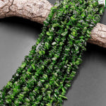 Natural Green Chrome Diopside Freeform Pebble Chip Nugget Beads 15.5" Strand