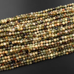 Micro Faceted Natural Green Garnet 4mm Round Beads 15.5" Strand