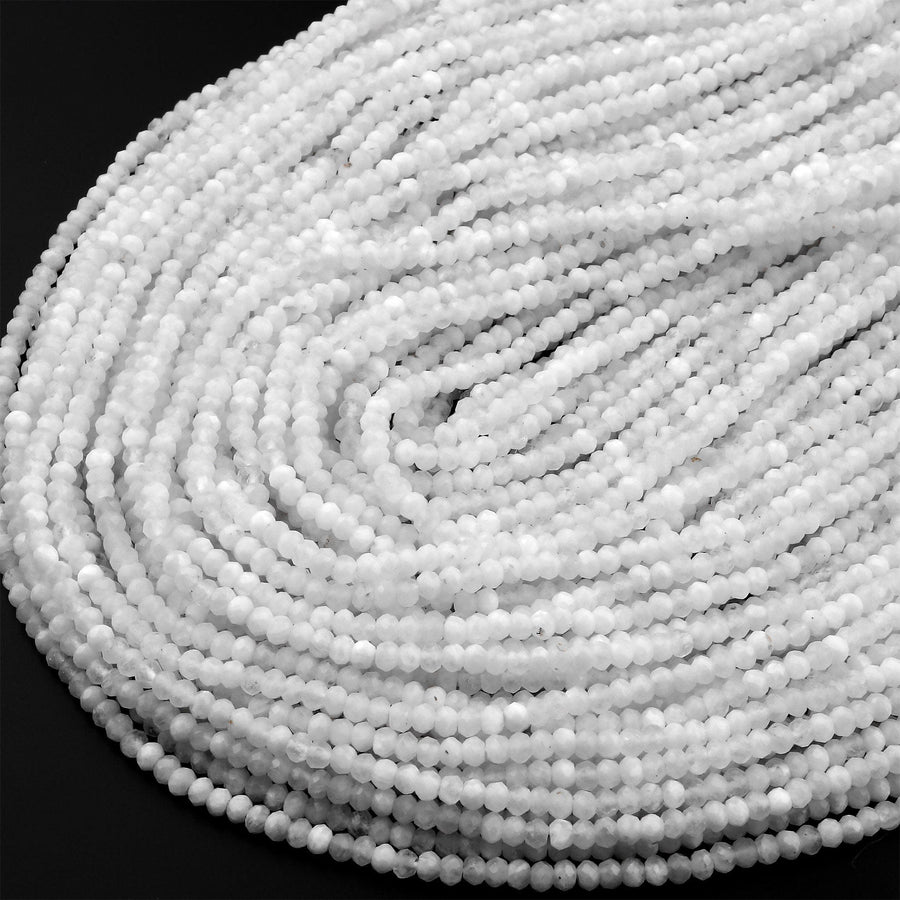 Natural Rainbow Moonstone Faceted 3mm Rondelle Beads 15.5" Strand