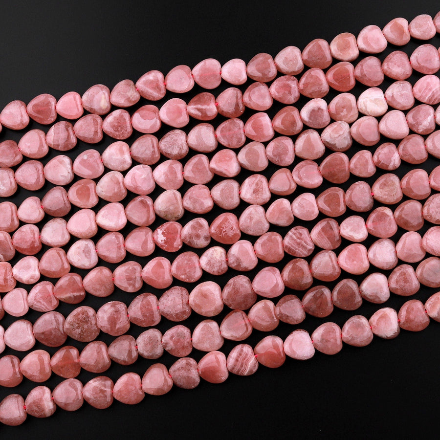 Natural Pink Rhodochrosite Beads Heart Shaped 6mm 8mm 10mm Gemmy Pink Red Gemstone 15.5" Strand