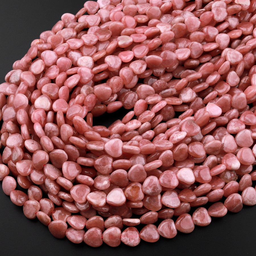 Natural Pink Rhodochrosite Beads Heart Shaped 6mm 8mm 10mm Gemmy Pink Red Gemstone 15.5" Strand