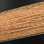 AAA Natural Golden Rutilated Quartz 3mm Round Beads Sharp Rutile Hair Needle 15.5" Strand