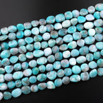 Natural Blue Peruvian Amazonite Freeform Pebble Nugget Beads Gemstone 15.5" Strand