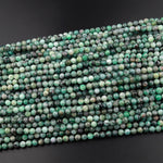 Real Genuine Natural Green Emerald Gemstone Faceted 6mm Round Beads Gemstone May Birthstone 15.5" Strand