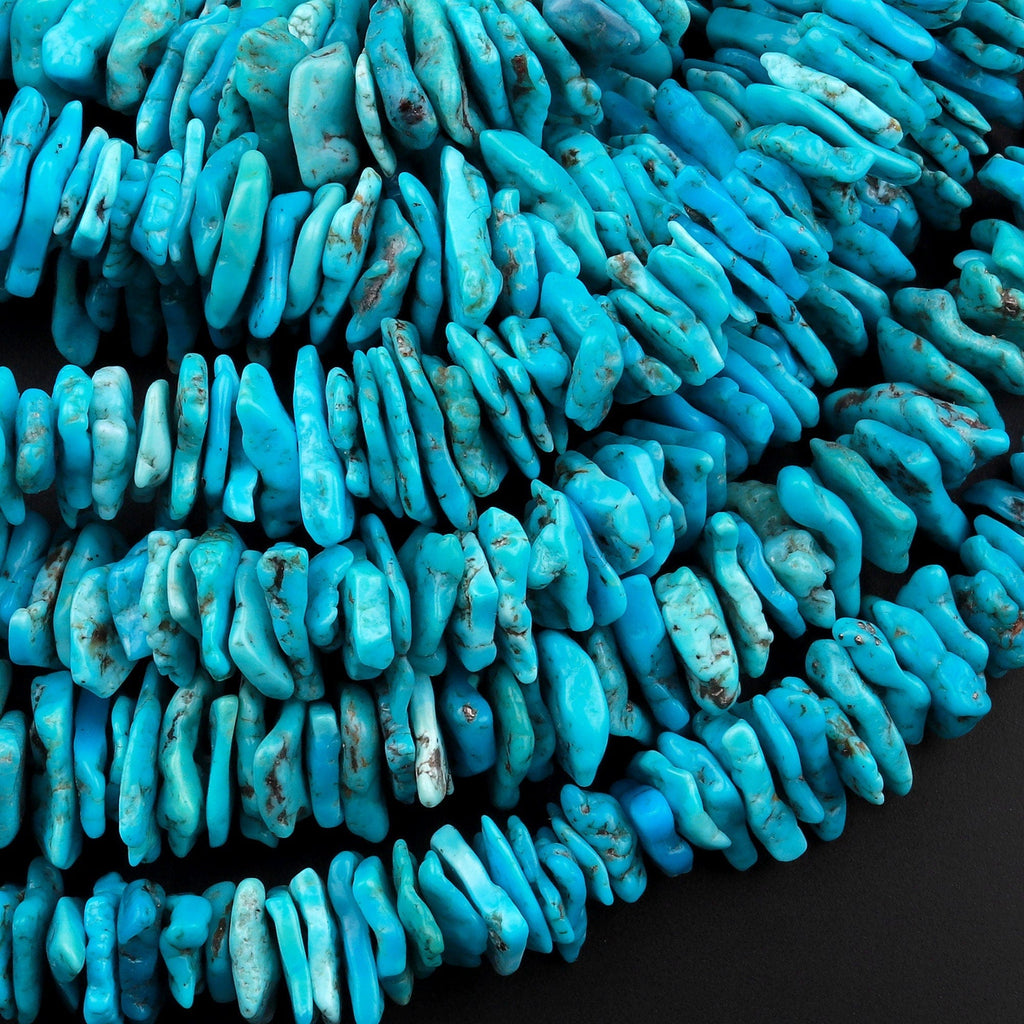 Genuine 100% Natural Blue Arizona Turquoise Freeform Heishi 10mm Beads 15.5" Strand