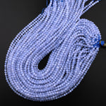 AAA Natural Blue Chalcedony Round Smooth 4mm Beads 15.5" Strand