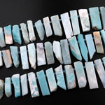 Natural Amazonite Rectangle Rectangular Beads Spike Stick Slice Focal Pendant Cleopatra Style Fan Shaped 15.5" Strand
