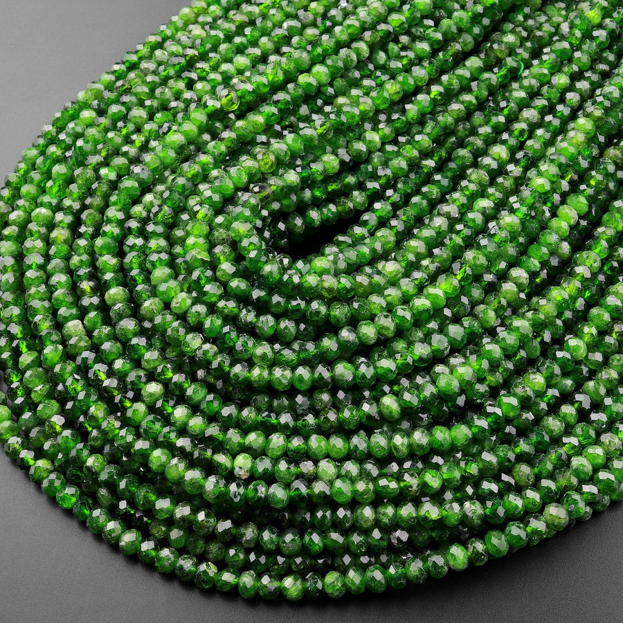 Natural Green Chrome Diopside Beads Faceted 5mm Rondelle Gemstone 15.5" Strand