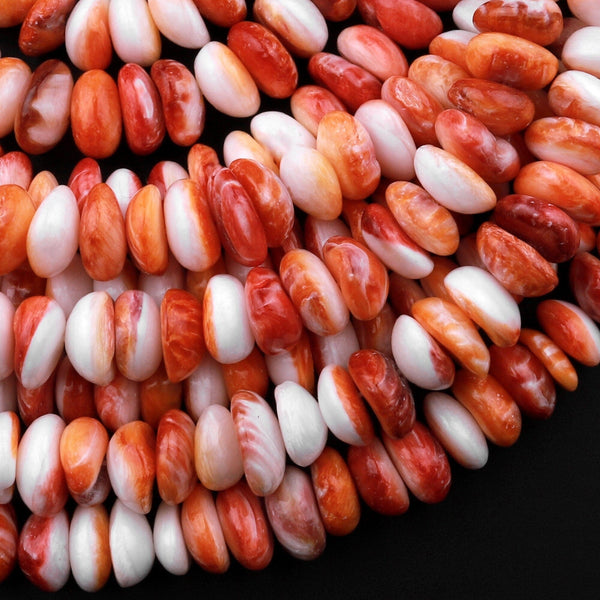 Natural Orange Spiny Oyster Rondelle Beads 8mm 10mm 15.5" Strand