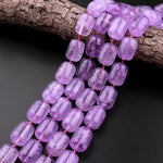 AAA Natural Amethyst Barrel Beads Drum Translucent Purple Gemstone 15.5" Strand