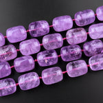 AAA Natural Amethyst Barrel Beads Drum Translucent Purple Gemstone 15.5" Strand