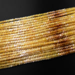 Faceted Natural African Golden Yellow Opal 4mm Rondelle Beads 15.5" Strand