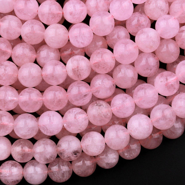 BEADIA Faceted Natural Morganite Stone Round Loose Semi Gemstone Beads for