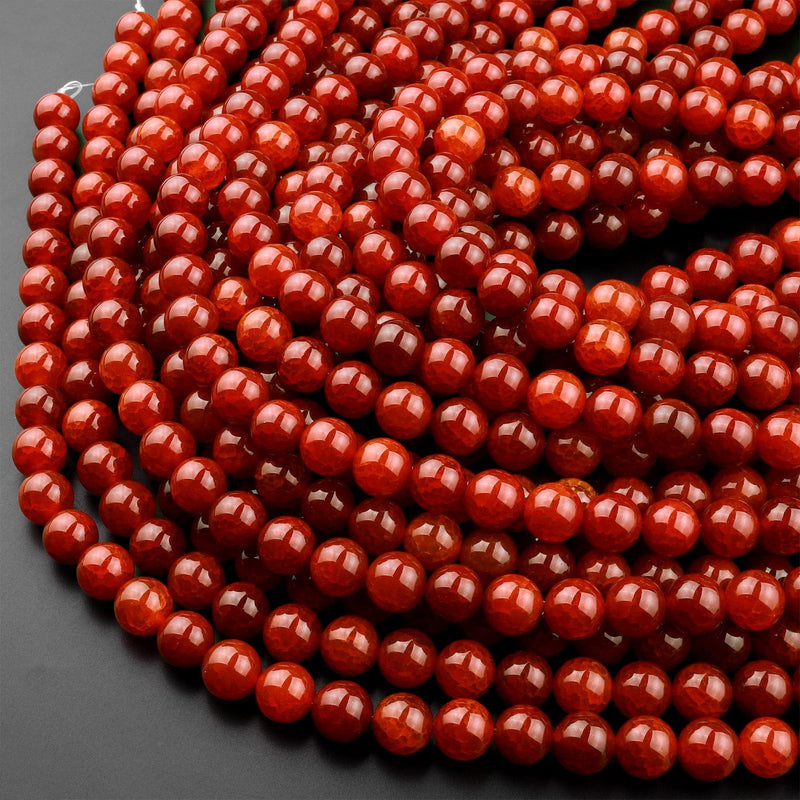 Tibetan Red Fire Agate 6mm 8mm 10mm Round Beads 15.5" Strand